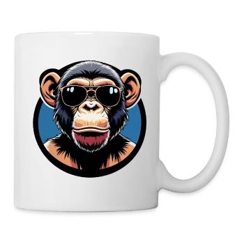 Affe mit Sonnenbrille Kreis - Tasse - Weiß - Rechts