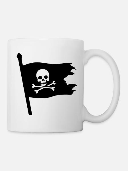 Piraten Totenkopf Jolly Roger - Tasse - Weiß