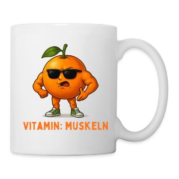 Vitamin Muskeln Orange Mascot - Tasse - Weiß - Rechts