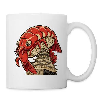 Niedliche Garnele auf japanischer Burgkunst - Tasse - Weiß - Rechts