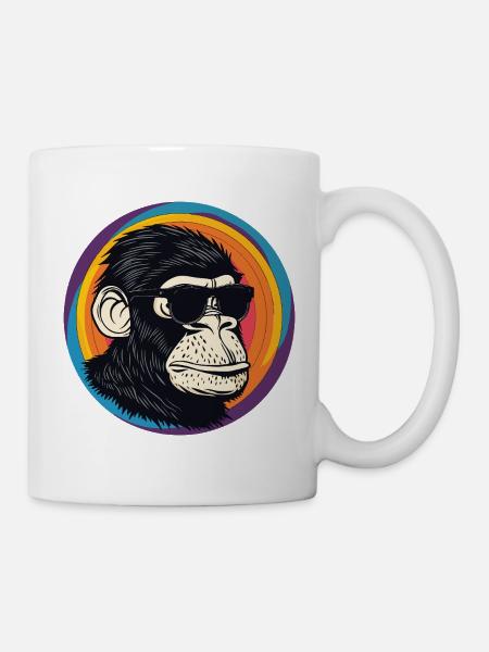 Affe Sonnenbrille Comic - Tasse - Weiß
