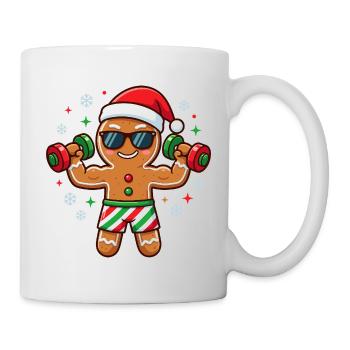 Christmas Gingerbread Man Weightlifting Fitness Student - Mug - white - Right