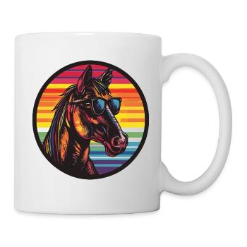 Pferd Pony mit Sonnenbrille - Tasse - Weiß - Rechts