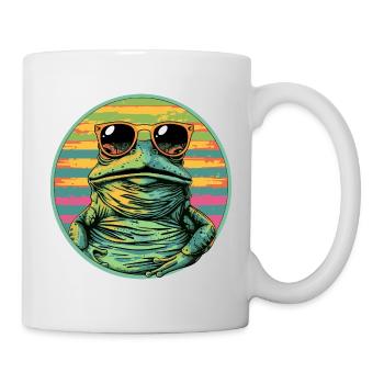 Grenouille avec des lunettes de soleil rétro - Mug blanc - blanc - Droite