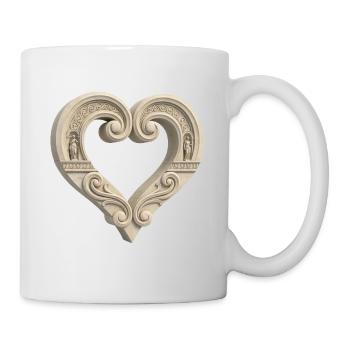 Sculpture architecturale en pierre en forme de cœur - Mug blanc - blanc - Droite