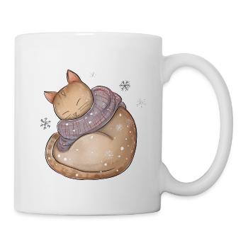 Christmas cat shirt Cozy Sleepy Cat Winter - Mug - white - Right