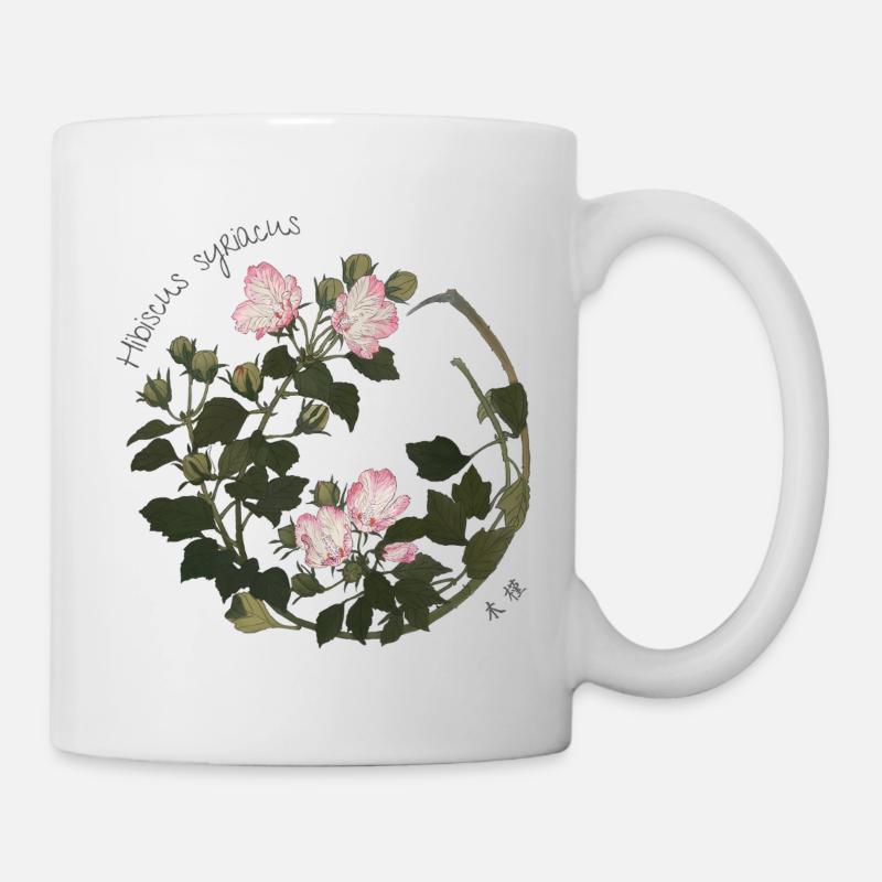 Fleur de Zeshin – Hibiscus Syriacus Floral japonais - Mug blanc - blanc