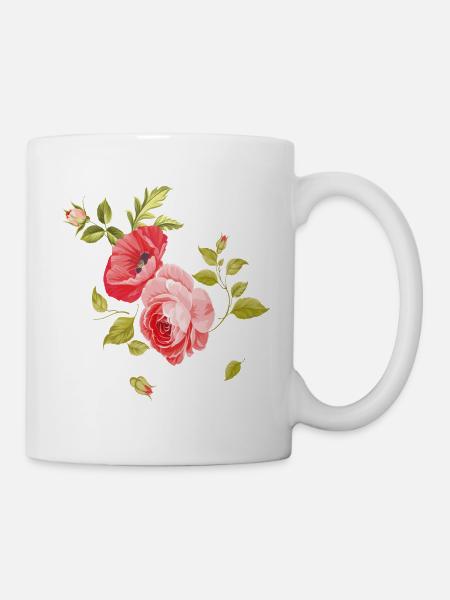 Rosenbouquet - Tasse - Weiß