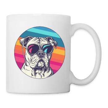 Bouledogue arc-en-ciel avec lunettes de soleil - Mug blanc - blanc - Droite