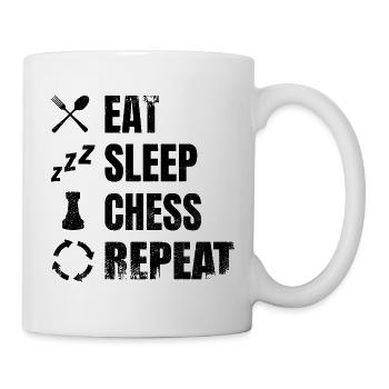 Essen Schlafen Schach Wiederholen - Tasse - Weiß - Rechts