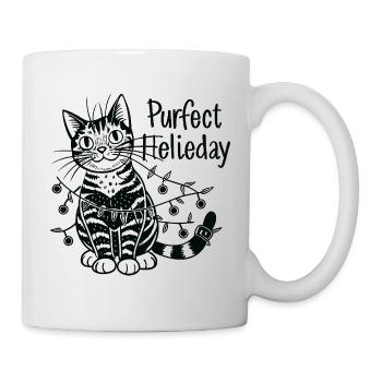 Festive cat and fairy lights - Mug - white - Right