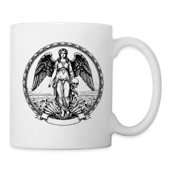 illustration of winged angel with skull - Mug - white - Right