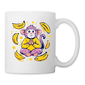 Singe méditant avec des bananes - Mug blanc - blanc - Droite