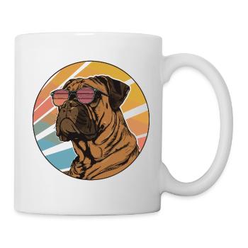Bouledogue rétro avec lunettes de soleil - Mug blanc - blanc - Droite