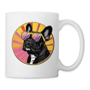 Bulldog Sonnenbrille Strahlenkreis - Tasse - Weiß - Rechts