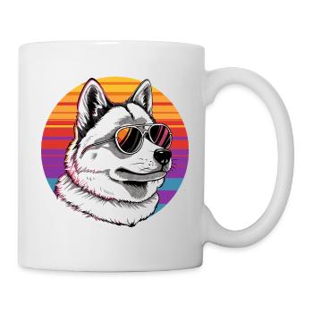 Husky avec des lunettes de soleil en arc-en-ciel - Mug blanc - blanc - Droite
