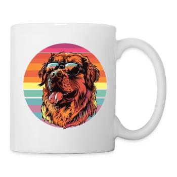 Sunglasses dog in rainbow style - Mug - white - Right