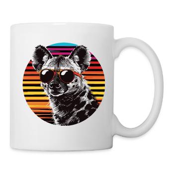Sonnenbrillen-Hund im Neon-Retro - Tasse - Weiß - Rechts