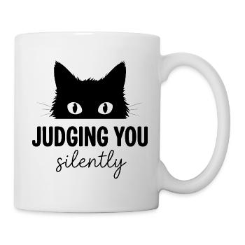 Dich zu verurteilen, still schwarze Katzenaugen-Meme lustig - Tasse - Weiß - Rechts