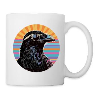 Raven mit Sonnenbrille Retro Vibe - Tasse - Weiß - Rechts