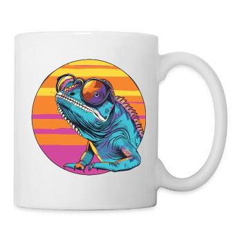 Caméléon avec des lunettes de soleil - Mug blanc - blanc - Droite
