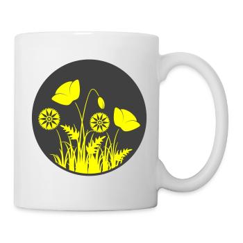 Fleurs jaunes en cercle - Mug blanc - blanc - Droite