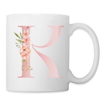 Pastell-R-Blumenmonogramm - Tasse - Weiß - Rechts