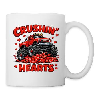 Junge Valentine Monstertruck Herz Lustig Geschenk - Tasse - Weiß - Rechts