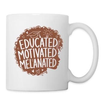 Femme éduquée, motivée, mélanée aux cheveux bouclés - Mug blanc - blanc - Droite