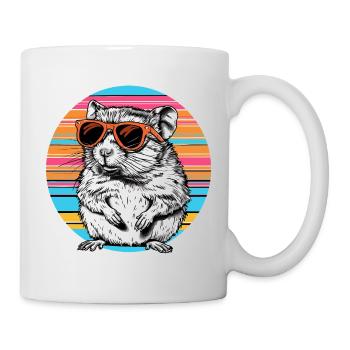 Sonnenbrillen-Hamster im Retro-Rainbow - Tasse - Weiß - Rechts