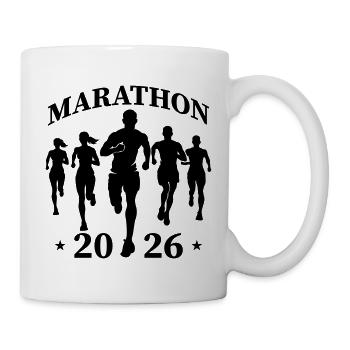 Marathon 2026 Läufer Silhouette Schwarz - Tasse - Weiß - Rechts