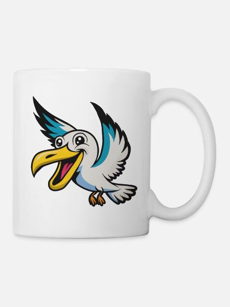 Fröhlicher Pelikan Mascot - Tasse - Weiß