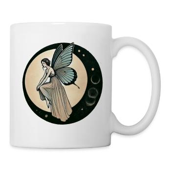 Moonlit Fairy on a Crescent Moon - Mug - white - Right