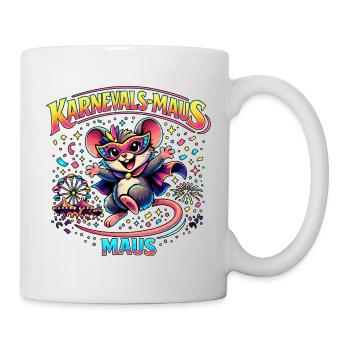 Karnevalsmaus Fasching Kostüm Niedlich Geschenk - Tasse - Weiß - Rechts