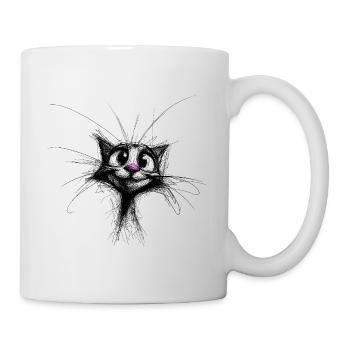 Süße Katzen im Skizzenlook - Tasse - Weiß - Rechts