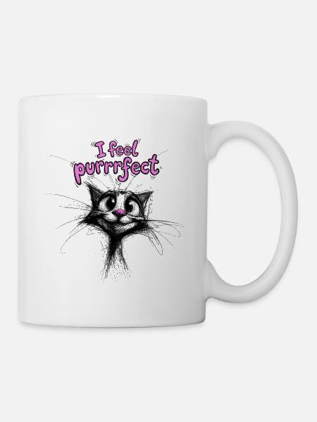 Niedliche Kitten - I feel purrrfect - Tasse - Weiß