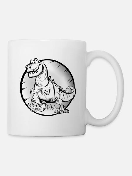 T Rex Gamer - Tasse - Weiß