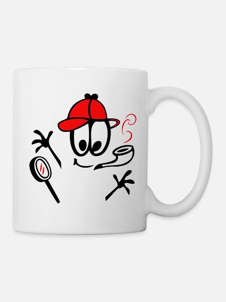 Detektiv mit Pfeife - Tasse - Weiß