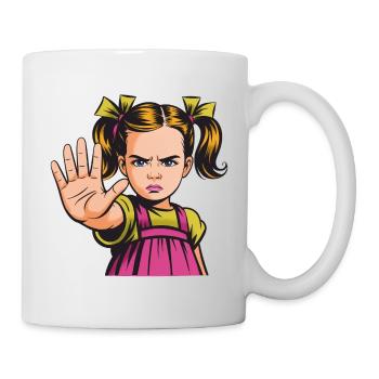 Arrêtez ! Dessin animé de la Fille en colère - Mug blanc - blanc - Droite