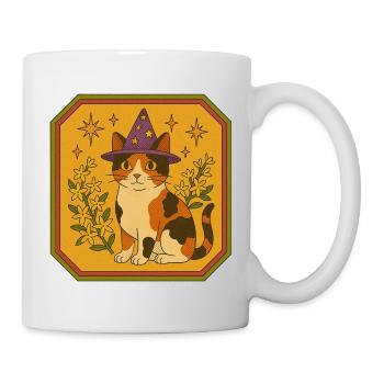 Calico Witch Cat with Starry Hat - Mug - white - Right