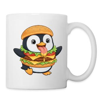 Mignon Pingouin Cartoon Cheeseburger - Mug blanc - blanc - Droite