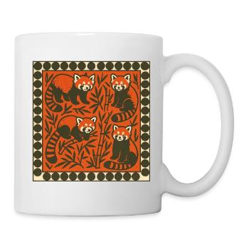 Red Panda Bamboo Forest Vintage-Muster - Tasse - Weiß - Rechts
