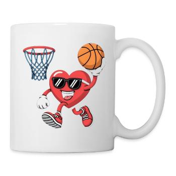 Lustiges Valentinstag-Basketballherz-Shirt für Jungen - Tasse - Weiß - Rechts