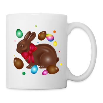 Lapin de Pâques en chocolat avec des œufs de Pâques colorés - Mug blanc - blanc - Droite
