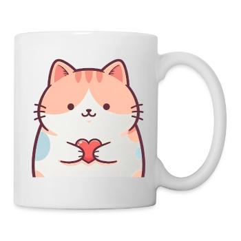 Cuddly Kitten Heart Cartoon Cat - Mug - white - Right