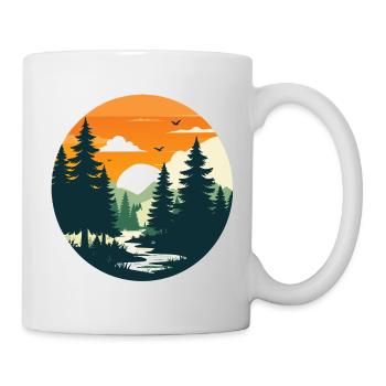Sunset in the forest landscape panorama - Mug - white - Right