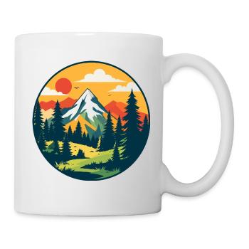 Wald Berge Natur Wandern Bergsteigen Motiv - Tasse - Weiß - Rechts