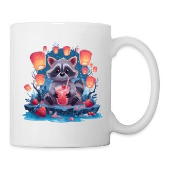 Nacht Waschbär Laternenlimonade - Tasse - Weiß - Rechts