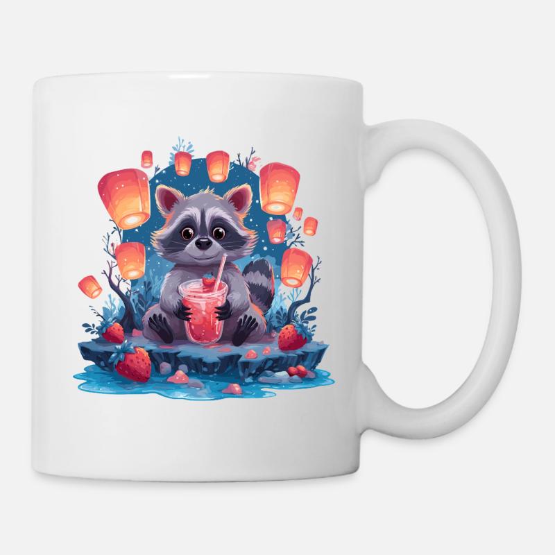 Nacht Waschbär Laternenlimonade - Tasse - Weiß