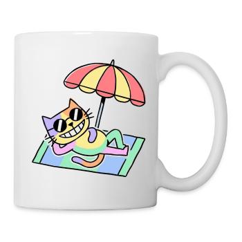 Beach Cat Pop Art Lounge Under Parasol - Mug - white - Right